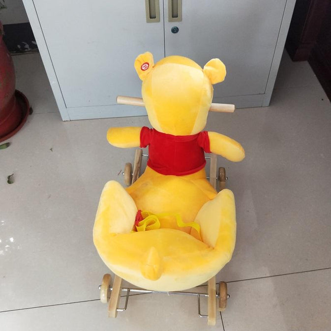 2-in-1 Plush Animal Rocking Chair with Wheels – Pooh Bear (Only For Karachi Customers)