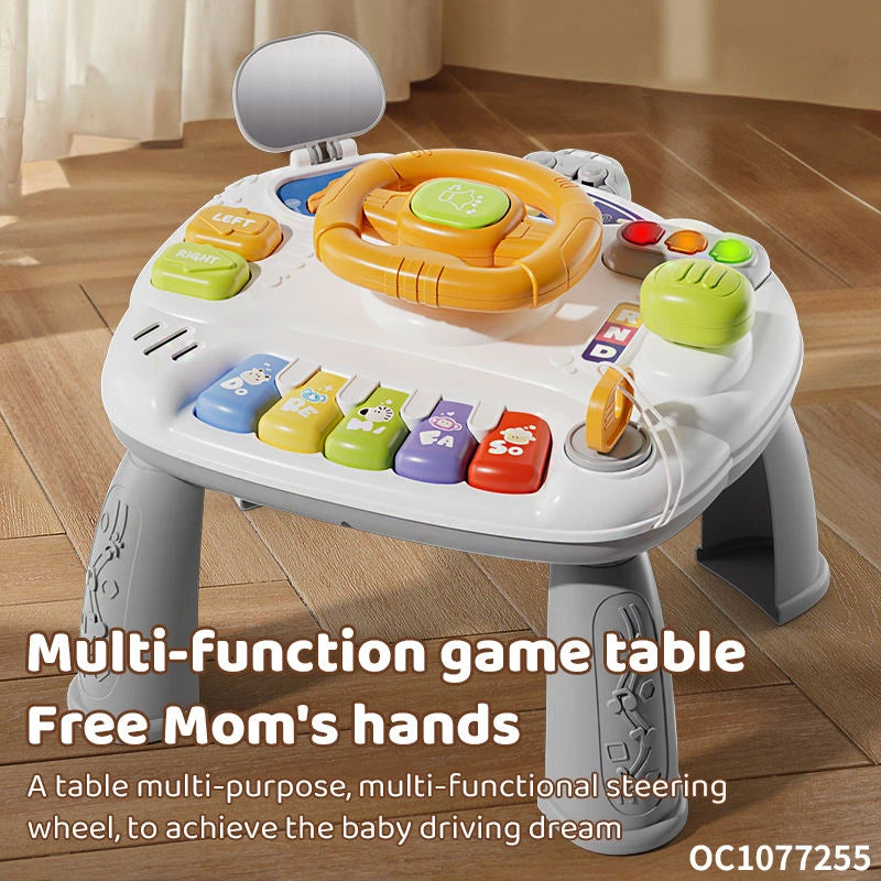 Multifunctional Cartoon Steering Wheel Activity Table for Kids – Musical Learning Game with Lights & Sounds