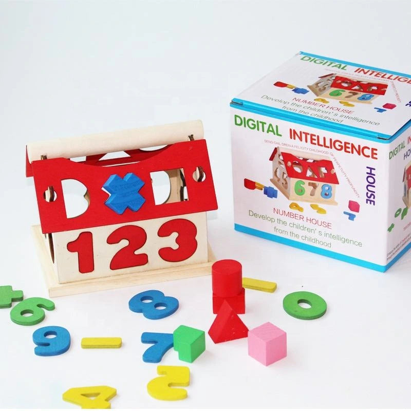 Wooden Montessori Shape & Number Sorting House