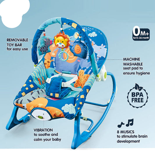 Baby Bouncer Chair with Soothing Vibrations &amp; Toy Bar – Infant Rocker Seat