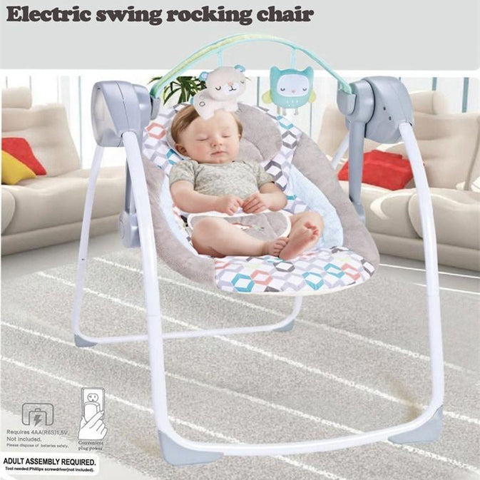 Baby Swing with Soft Plush Seat and Toy Bar - Multi-Color Design