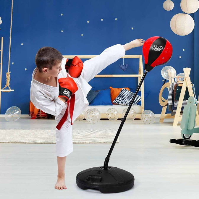 Kids Adjustable Boxing Punching Ball Set with Gloves & Stand – Indoor/Outdoor Training Kit