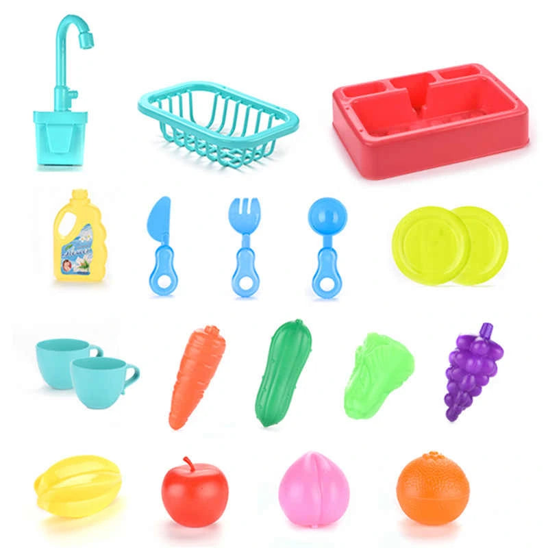 Wash Basin Kitchen Sink Toy With Accessories For Kids