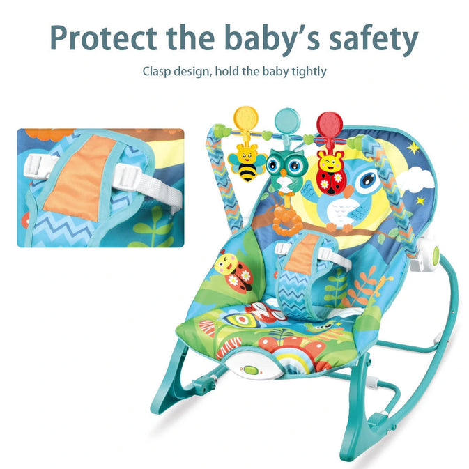 Baby Rocker & Bouncer Chair – With Vibrating Seat, Hanging Toys & Safety Harness