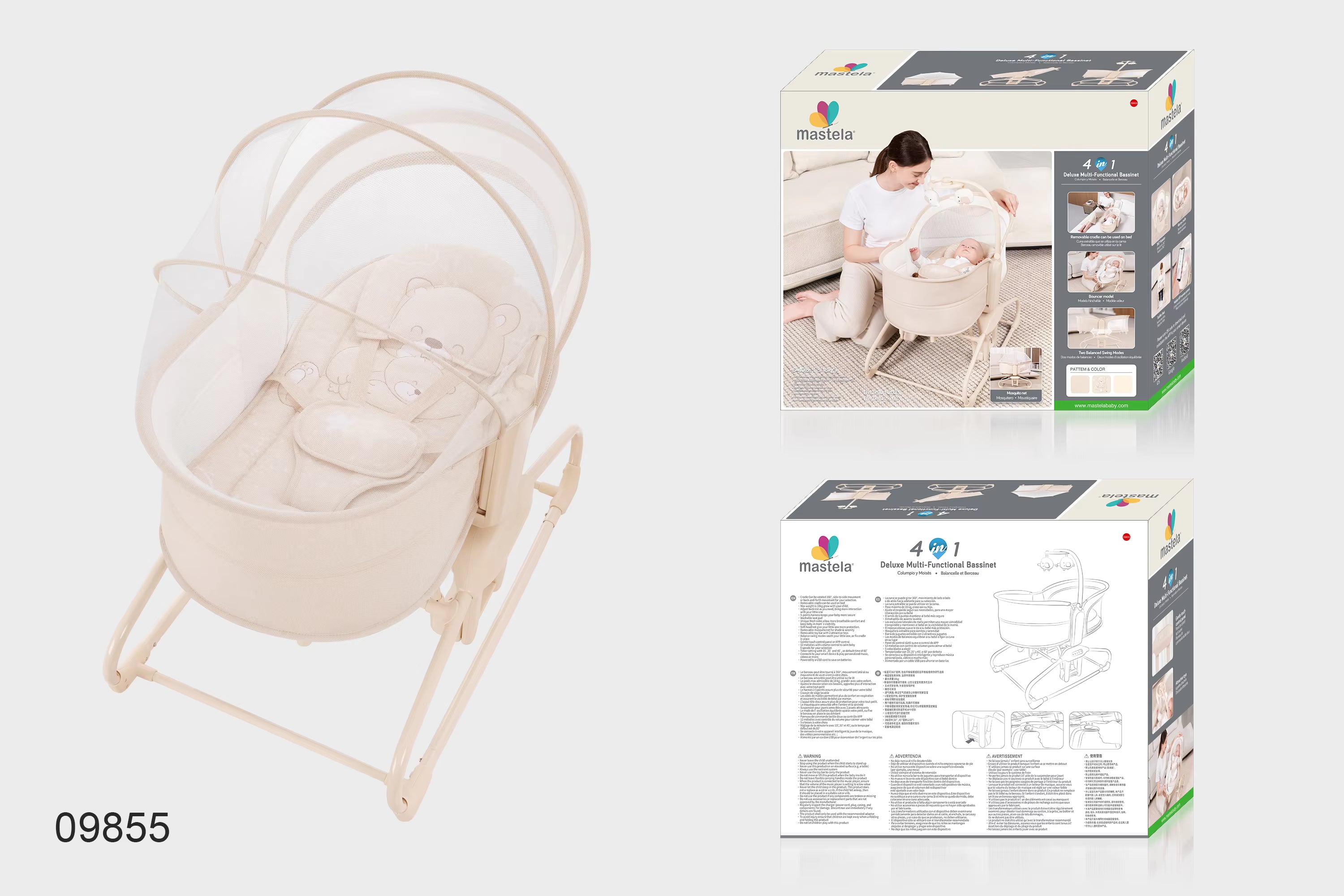 Adjustable Baby Swing with Soothing Rocking Motion, Toy Bar, and Reclining Seat