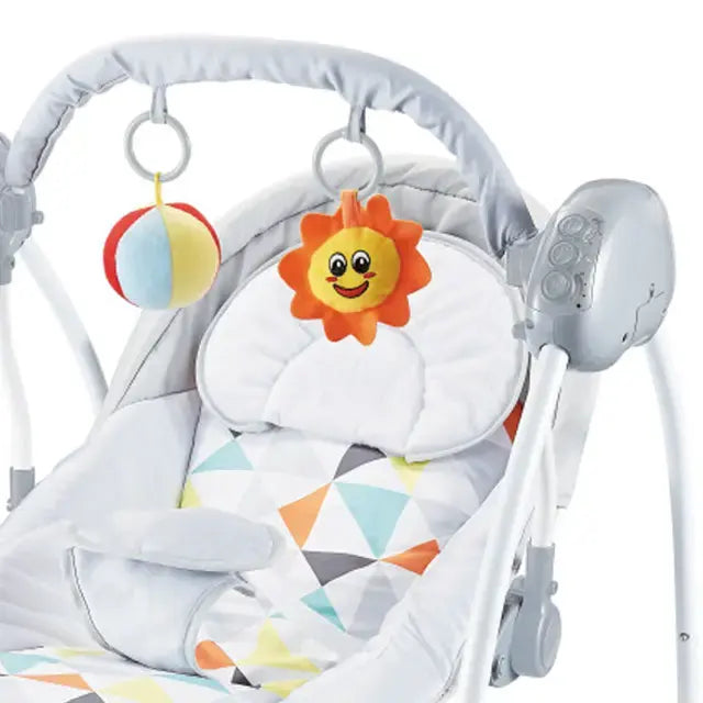Electric Baby Swing with Remote Control – Soft Padded Seat & Hanging Toys | Music & Timer Function