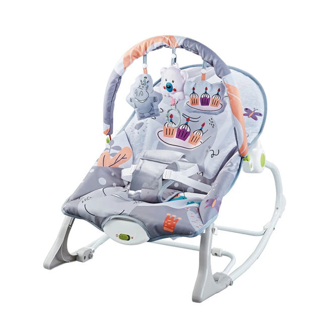 Baby Bouncer Rocker Chair – With Soothing Vibrations, Toy Bar & Safety Belt