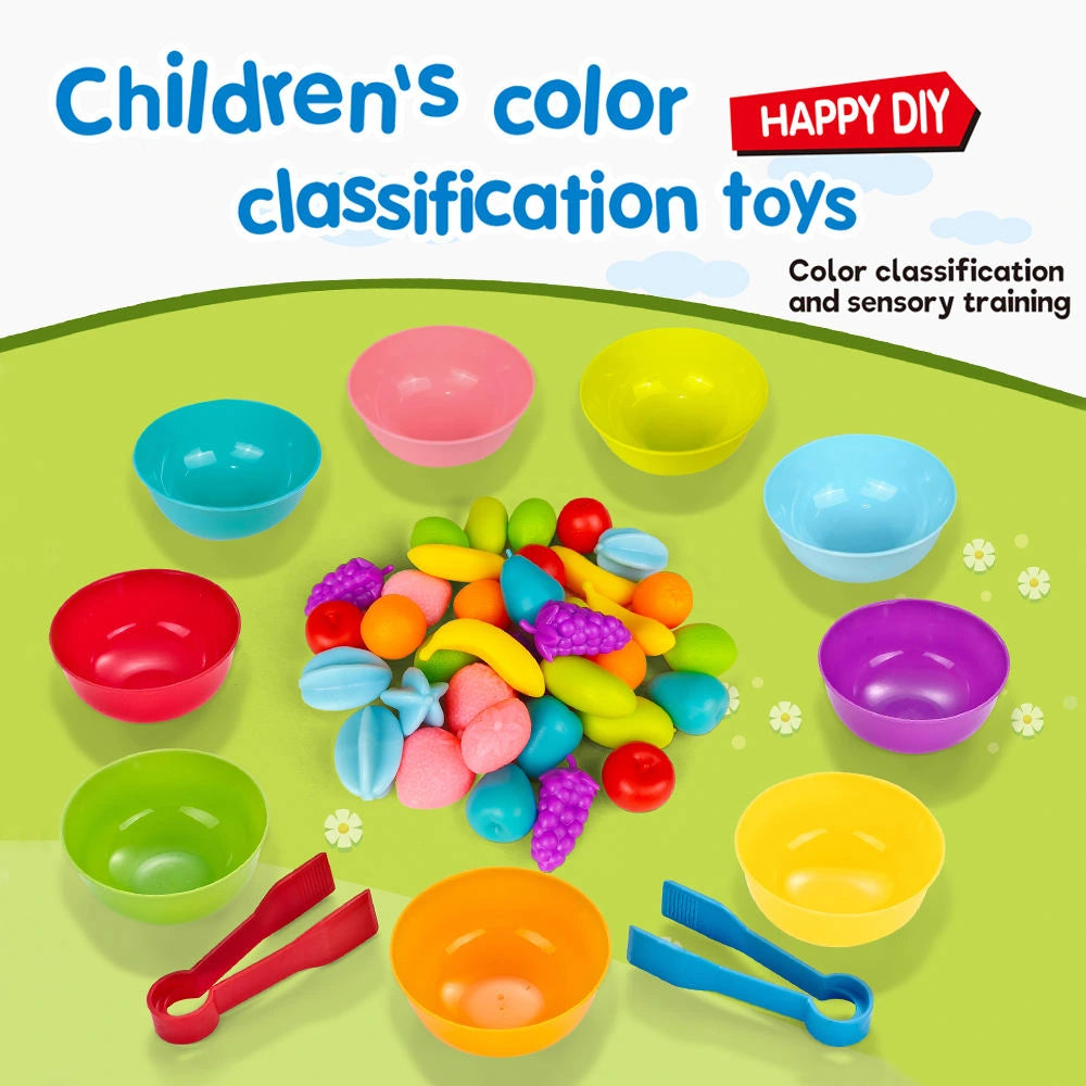Color Sorting Fruit & Veggie Toy Set | Fine Motor Skill