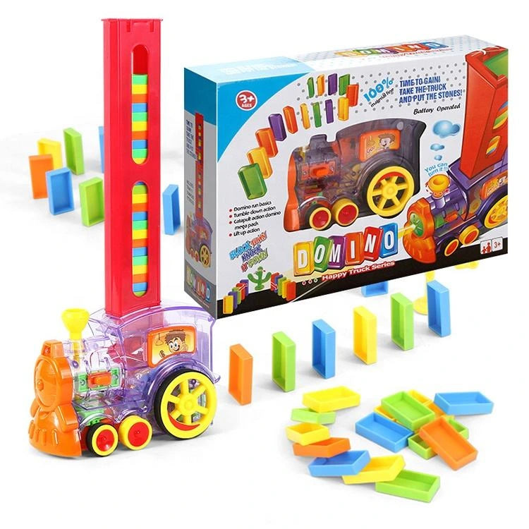 Kids Automatic Laying Domino Train Play Set Electric Bidding Sound