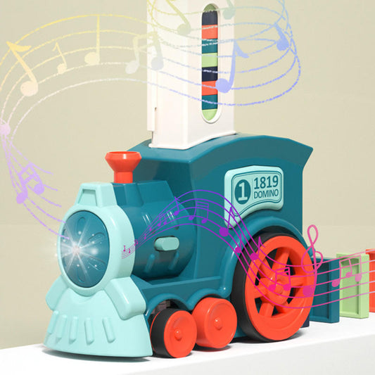 Automatic Domino Train Toy – Domino Laying Train Set with Colorful Tiles for Kids