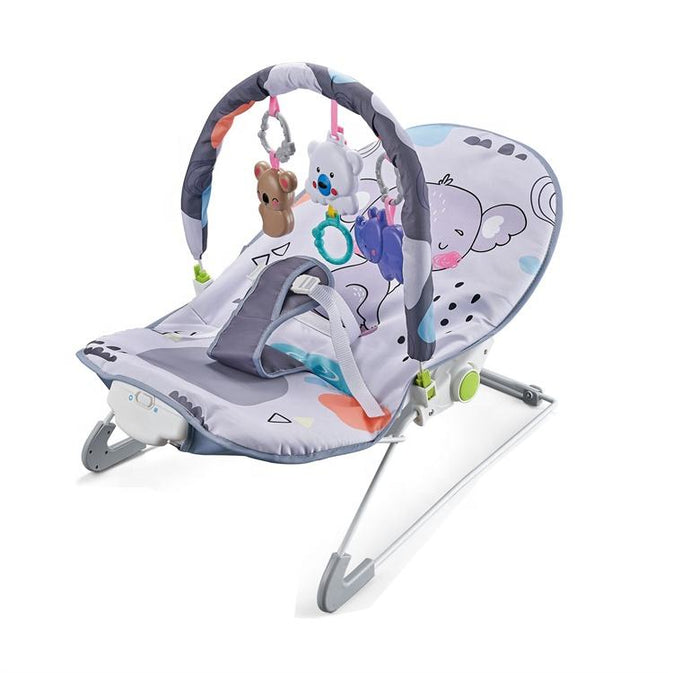 Baby Bouncer with Calming Vibrations and Toy Bar - Grey