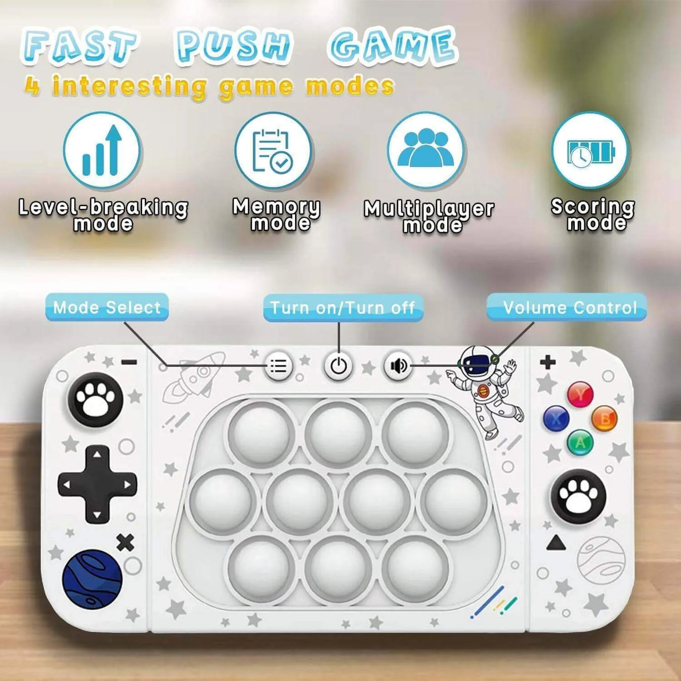 Fast Push Pop Game Console Space-Themed Fidget Game with Sound