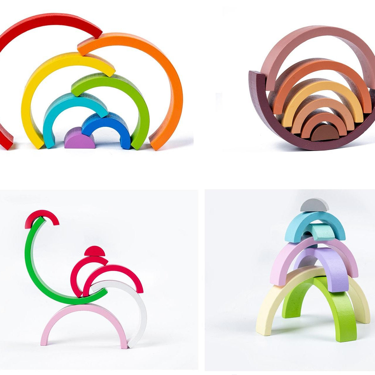 Wooden Rainbow Stacking Blocks – Montessori Toy for Kids (7-Piece Set)