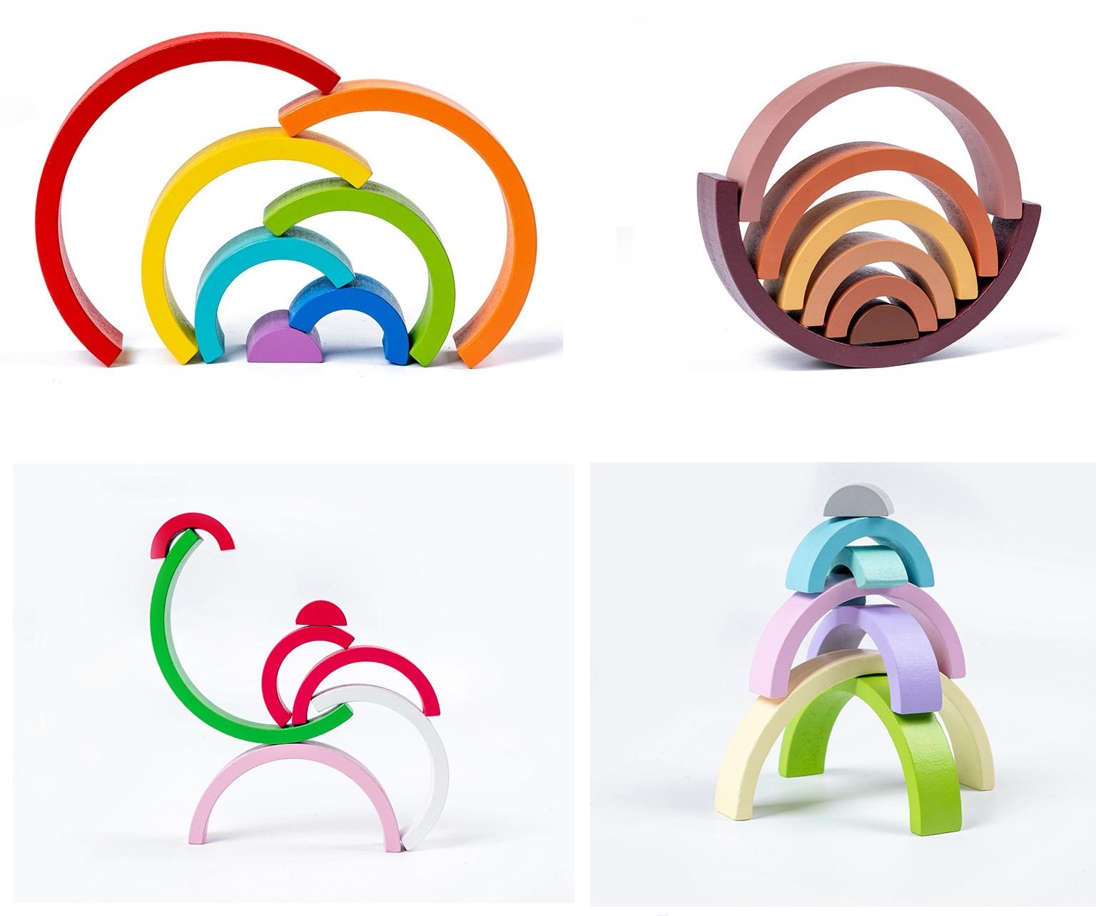 Wooden Rainbow Stacking Blocks – Montessori Toy for Kids (7-Piece Set)