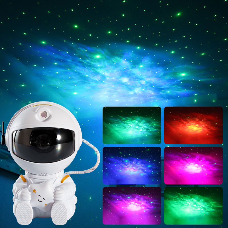 Sitting Astronaut Galaxy Projector Lamp – LED Star Night Light for Bedroom Decor
