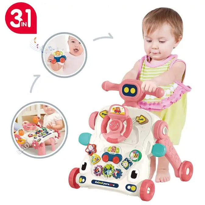 3-in-1 Multifunctional Baby Walker & Activity Center – Musical Steering Toy