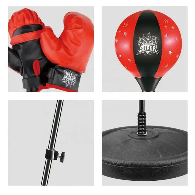 Kids Adjustable Boxing Punching Ball Set with Gloves & Stand – Indoor/Outdoor Training Kit