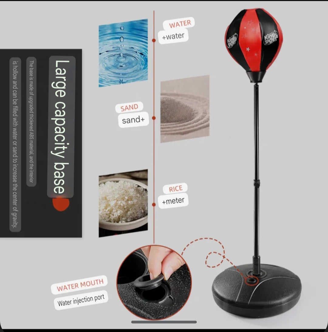 Kids Adjustable Boxing Punching Ball Set with Gloves & Stand – Indoor/Outdoor Training Kit