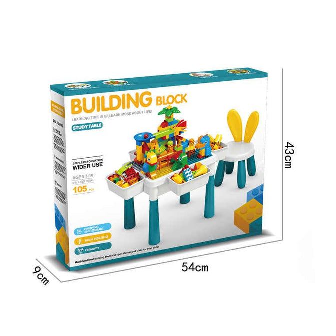 MultiFunction Building Block Table with Chair – 105 Pcs