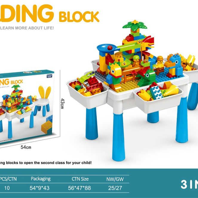 MultiFunction Building Block Table with Chair – 105 Pcs
