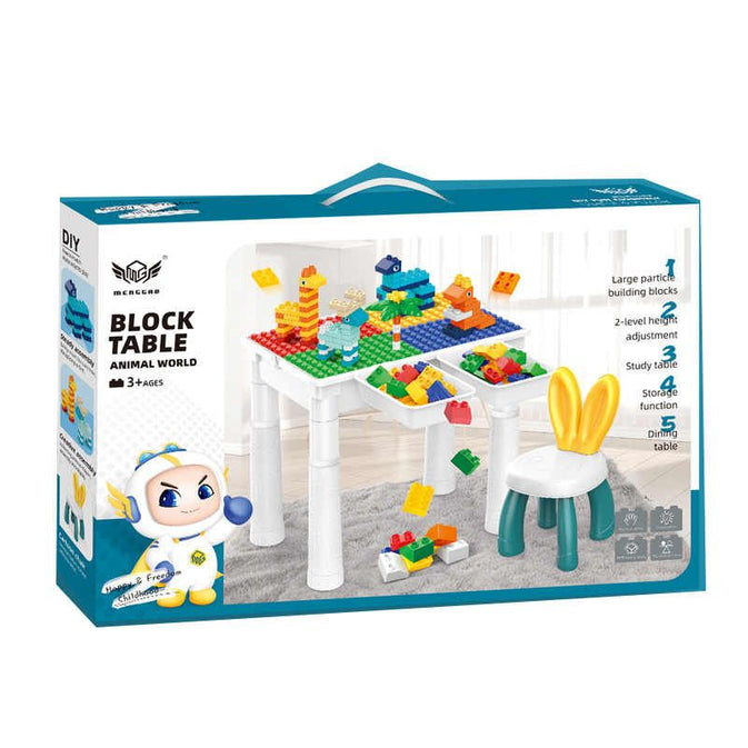 MultiFunction Building Block Table with Chair 5 in   1 – 102 Pcs