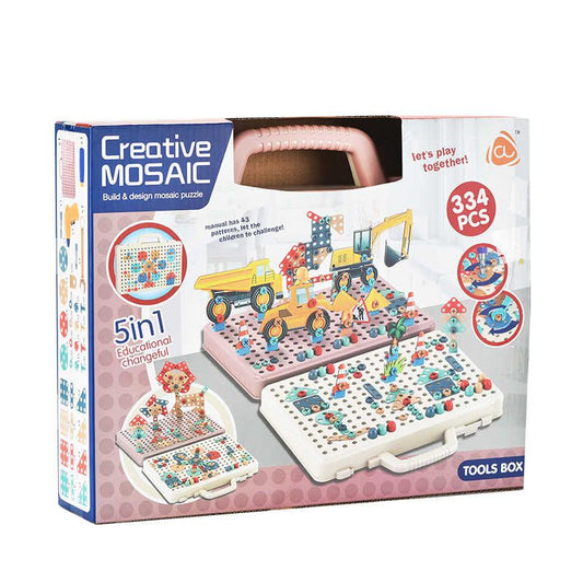 Creative Mosaic Puzzle Set 5-in-1 Building & Design Kit (334 Pcs) - Magic Plate
