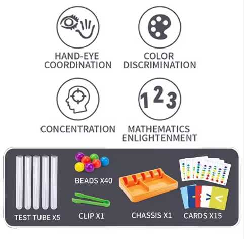 Beads Matching & Stacking Game Educational Skill Toy