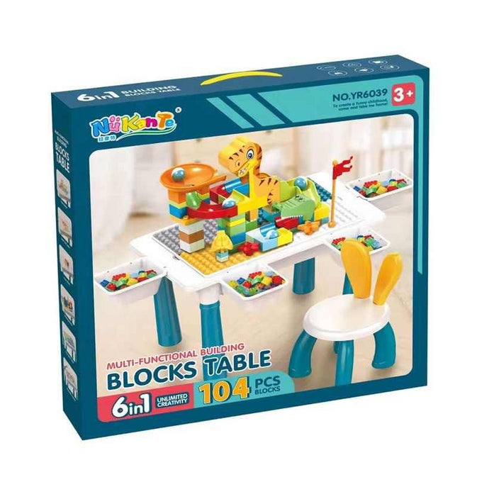 MultiFunction Building Block Table with Chair  6-in-1 with 104Pcs