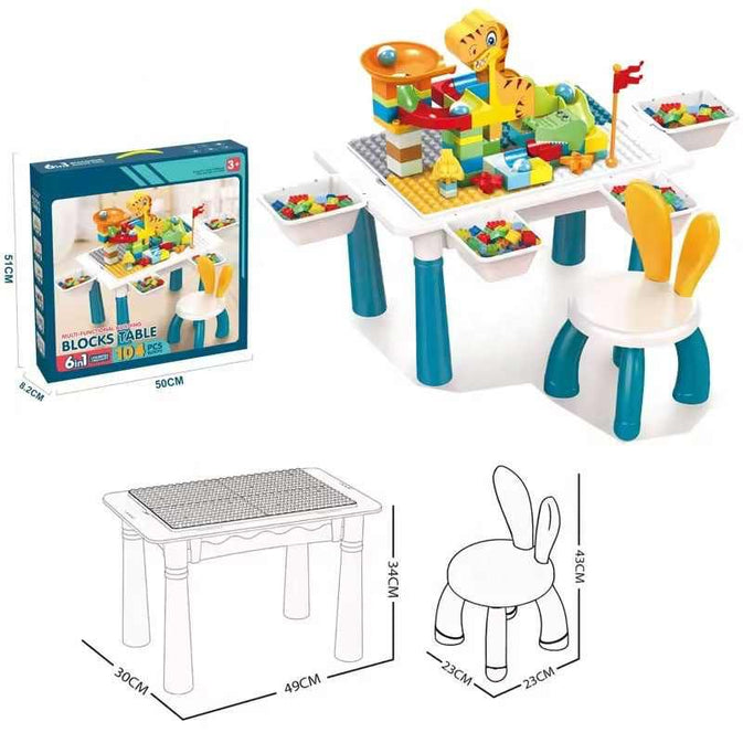 MultiFunction Building Block Table with Chair  6-in-1 with 104Pcs