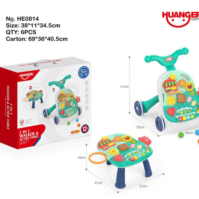 2-in-1 Baby Walker & Activity Table – Educational Toy for Early Learning (12M+)