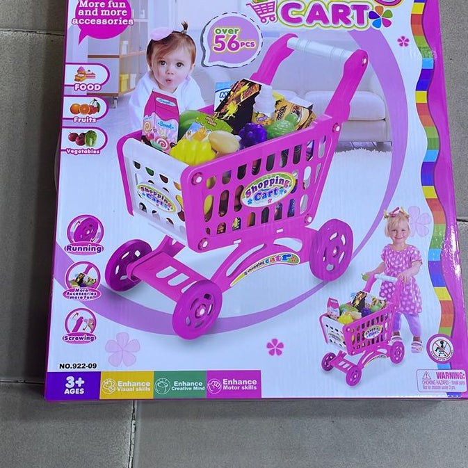 Kids Shopping Cart Playset – 56+ Grocery Items for Pretend Supermarket Fun (3+ Years)