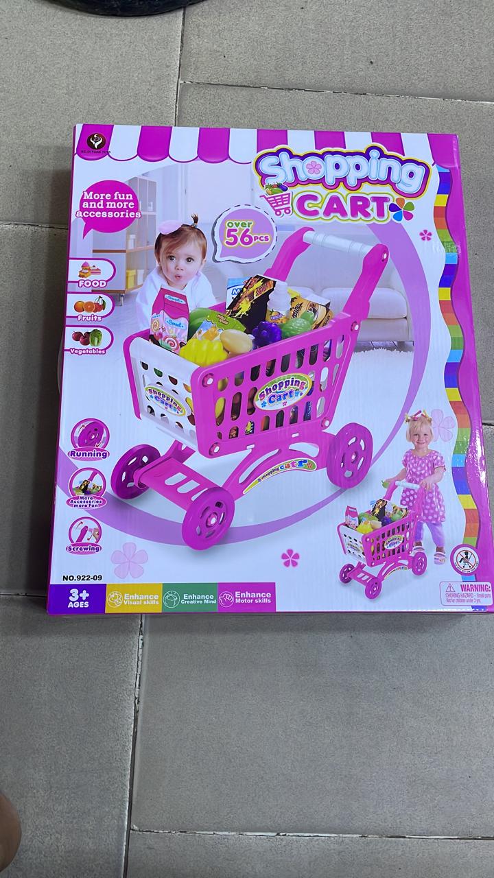 Kids Shopping Cart Playset – 56+ Grocery Items for Pretend Supermarket Fun (3+ Years)