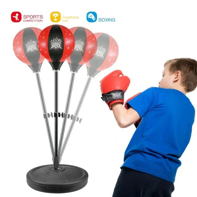 Kids Adjustable Boxing Punching Ball Set with Gloves & Stand – Indoor/Outdoor Training Kit