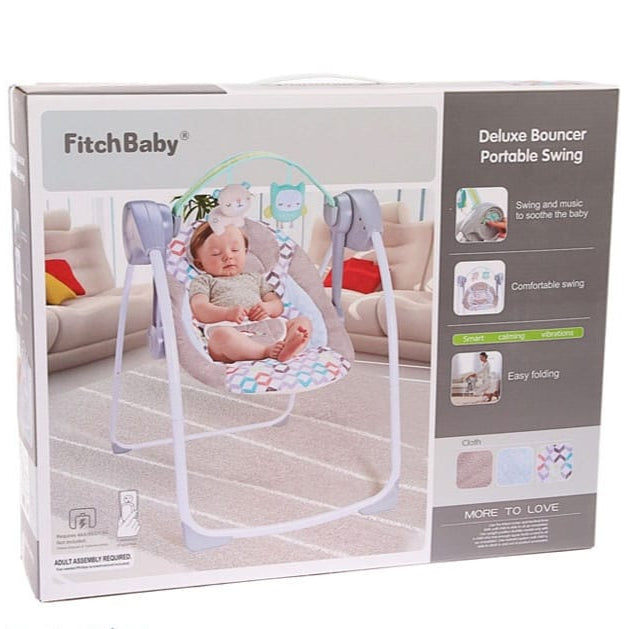 Baby Swing with Soft Plush Seat and Toy Bar - Multi-Color Design