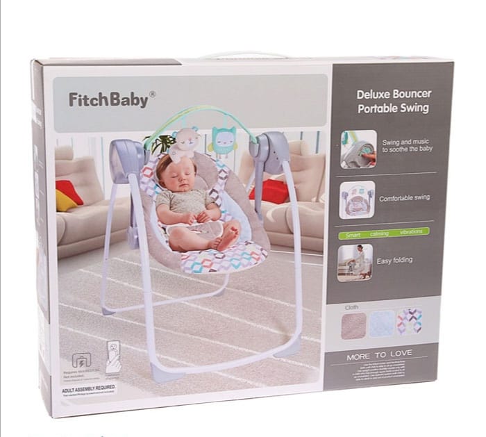 Baby Swing with Soft Plush Seat and Toy Bar - Multi-Color Design