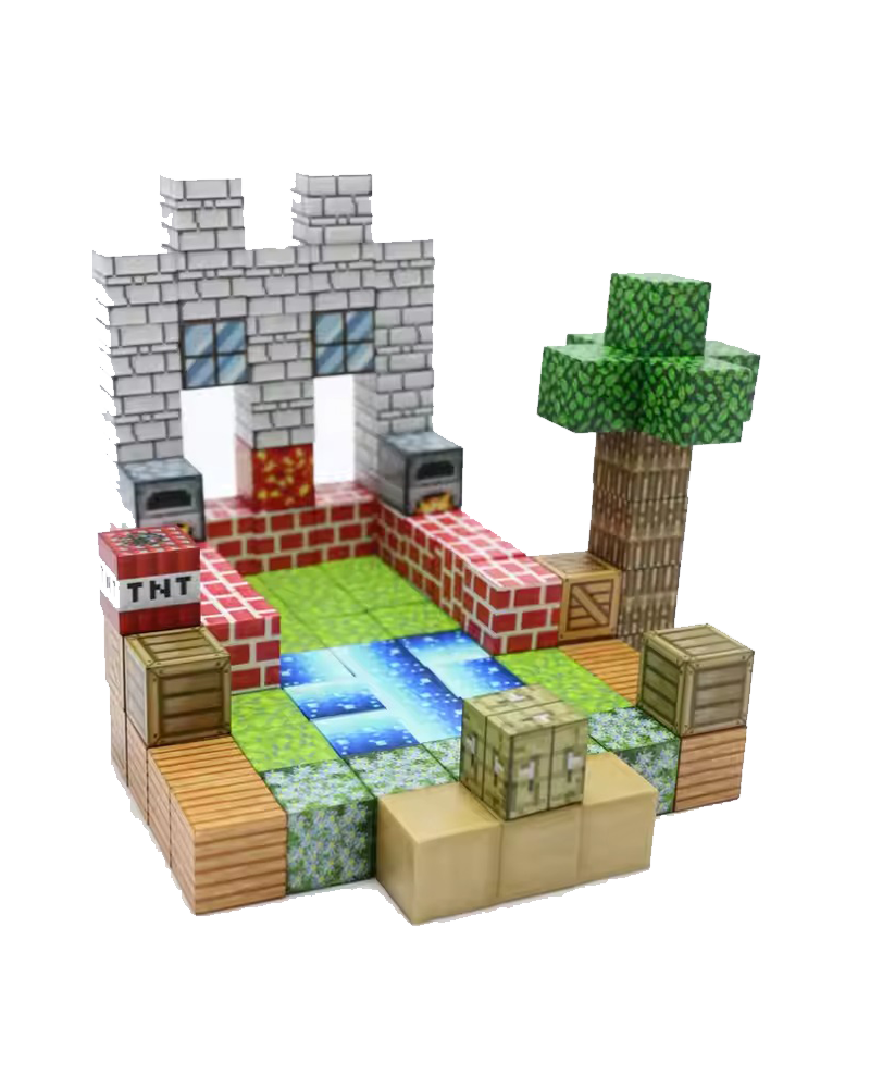 Super World Magnetic Cube – 128 Pcs Building Set for Kids (Minecraft Style)