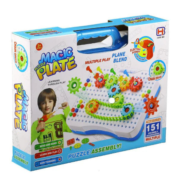 Drill Magic Plate-2 In 1 Puzzle Building Blocks 190 Pcs