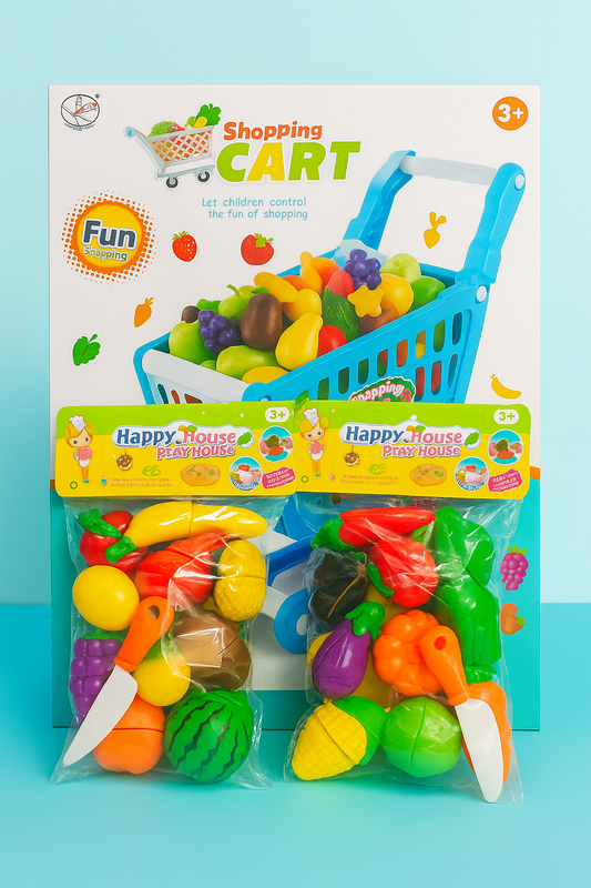 Kids Shopping Cart Playset + Fruit & Veggies Cutting Pack 2  Deal 5