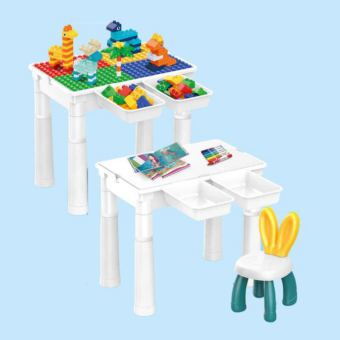 MultiFunction Building Block Table with Chair 5 in   1 – 102 Pcs
