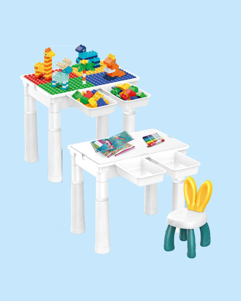 MultiFunction Building Block Table with Chair 5 in   1 – 102 Pcs