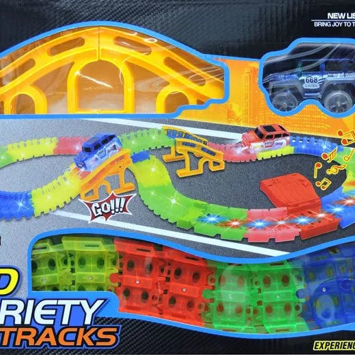 Tracks Flexible Racing Track Set with LED Light-Up Car 168 pcs – (Ages 3+)