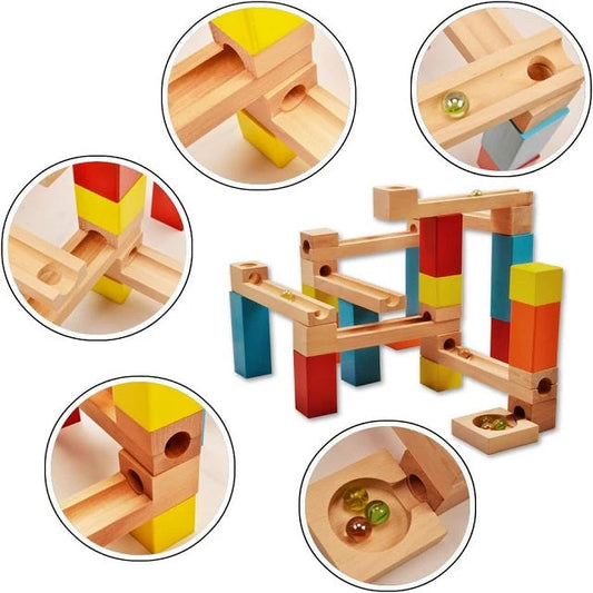 Stitching Ball Track Toys – Wooden Marble Run Toy Set for Kids