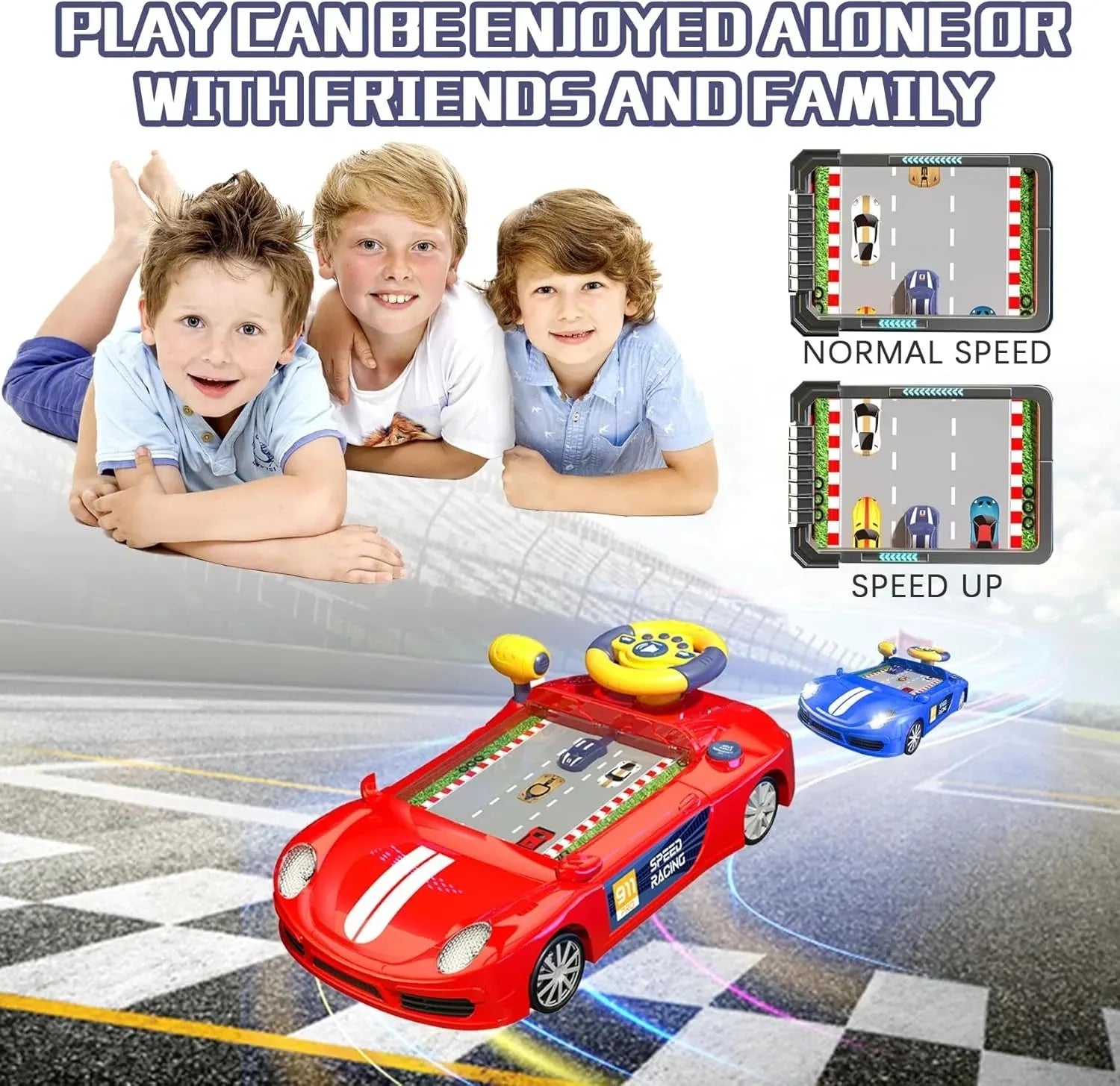 Mario Adventure Racing Toy Car – Little Hero Driving Game with Steering Wheel (3+ Years)