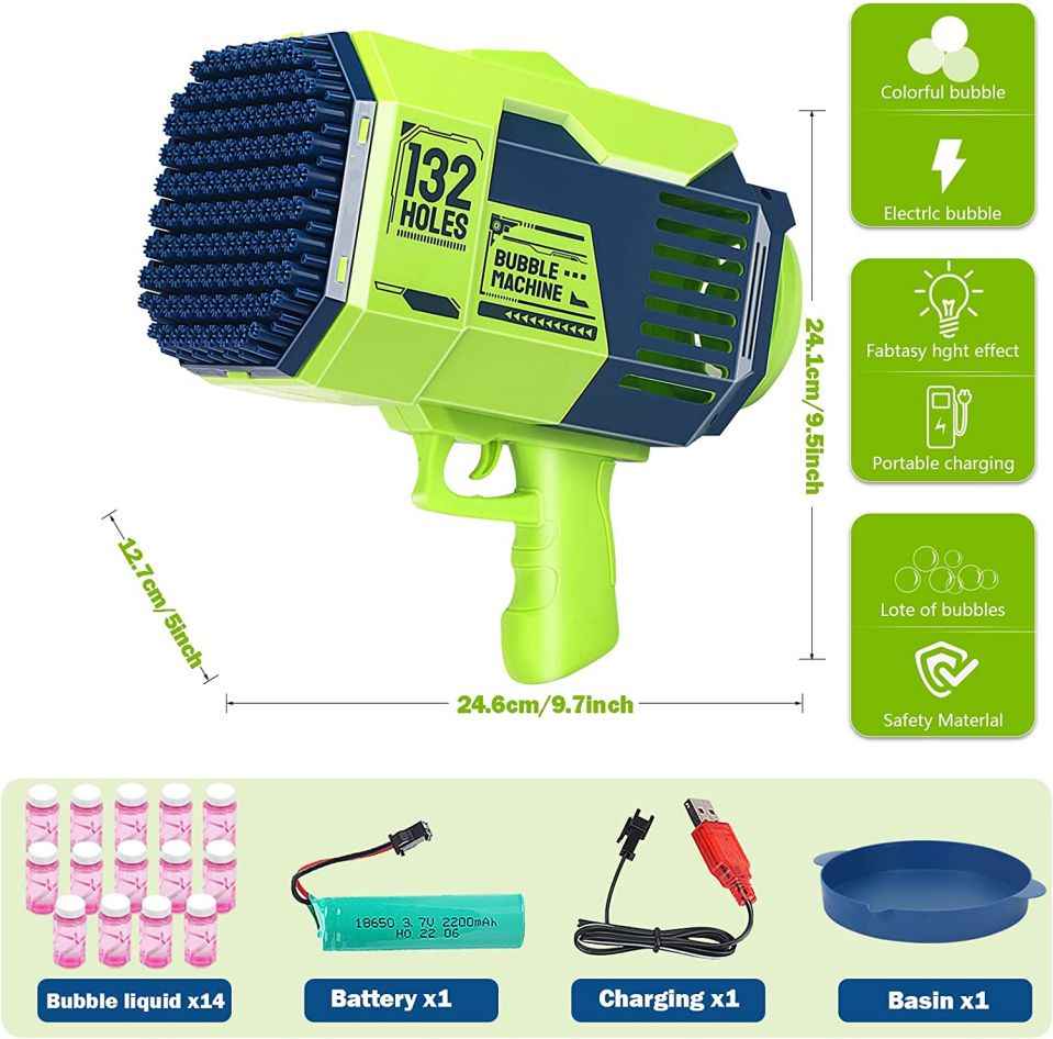 🫧 132-Hole Bubble Machine – Ultimate Fun for Kids!