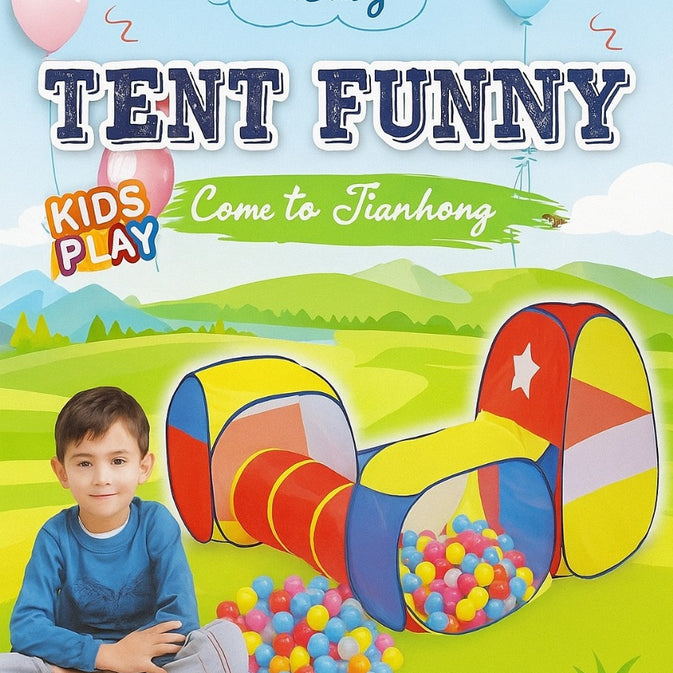Colorful Kids Play Tent with Tunnel – Fun Indoor & Outdoor Activity Set for Toddlers