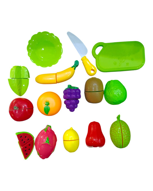Fruits Cutting Toy Set  (15 Pcs) – Colorful Plastic Fruits with Toy Knife (Ages 3+)