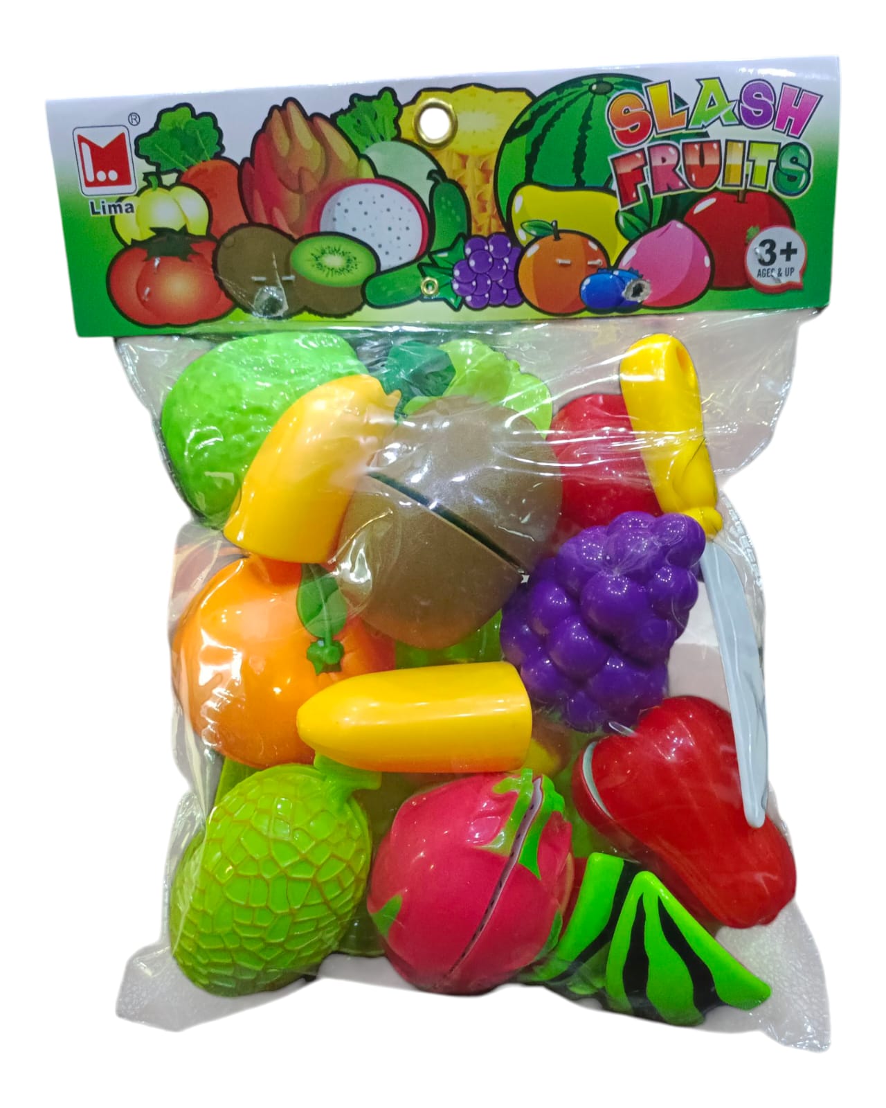 Fruits Cutting Toy Set  (15 Pcs) – Colorful Plastic Fruits with Toy Knife (Ages 3+)