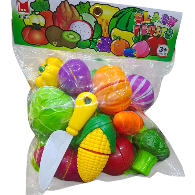 Vegetables Cutting Toy Set (15 Pcs) – Colorful Plastic Vegetables with Toy Knife (Ages 3+)