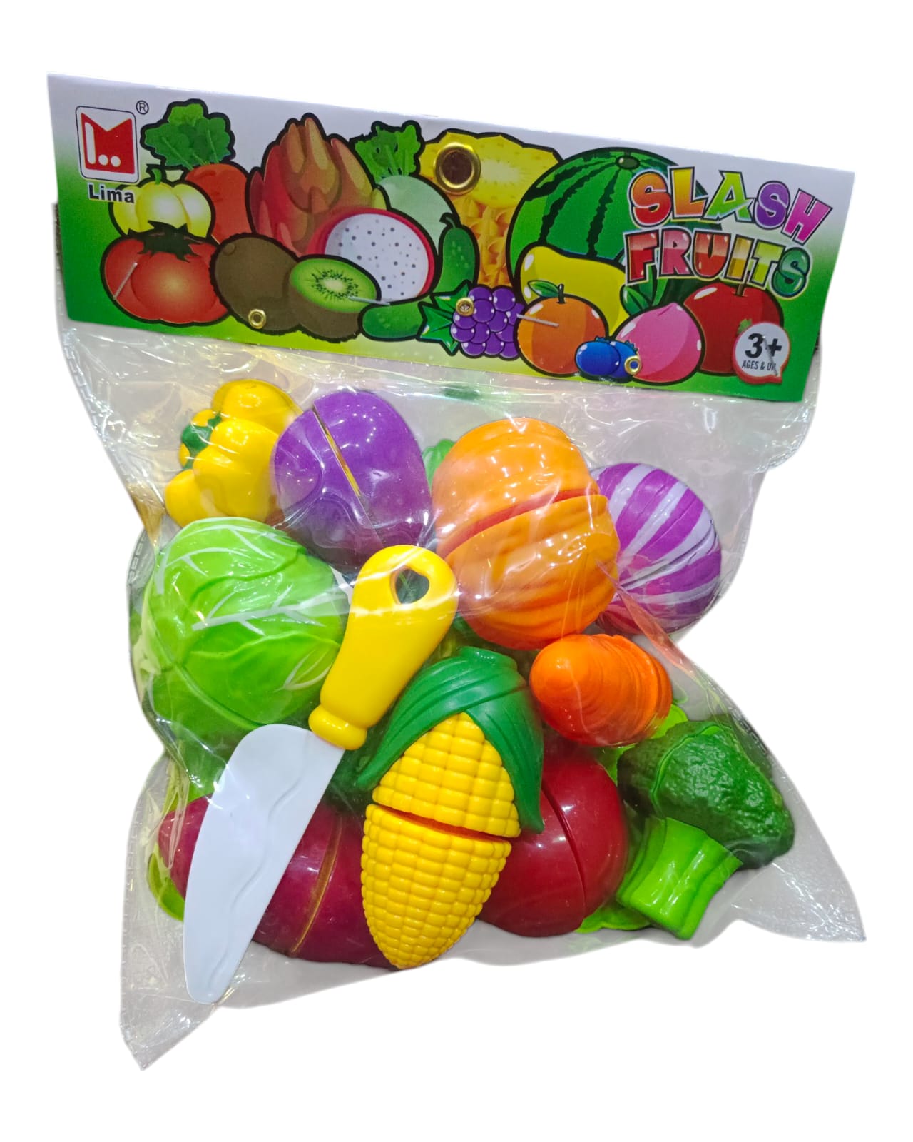 Vegetables Cutting Toy Set (15 Pcs) – Colorful Plastic Vegetables with Toy Knife (Ages 3+)