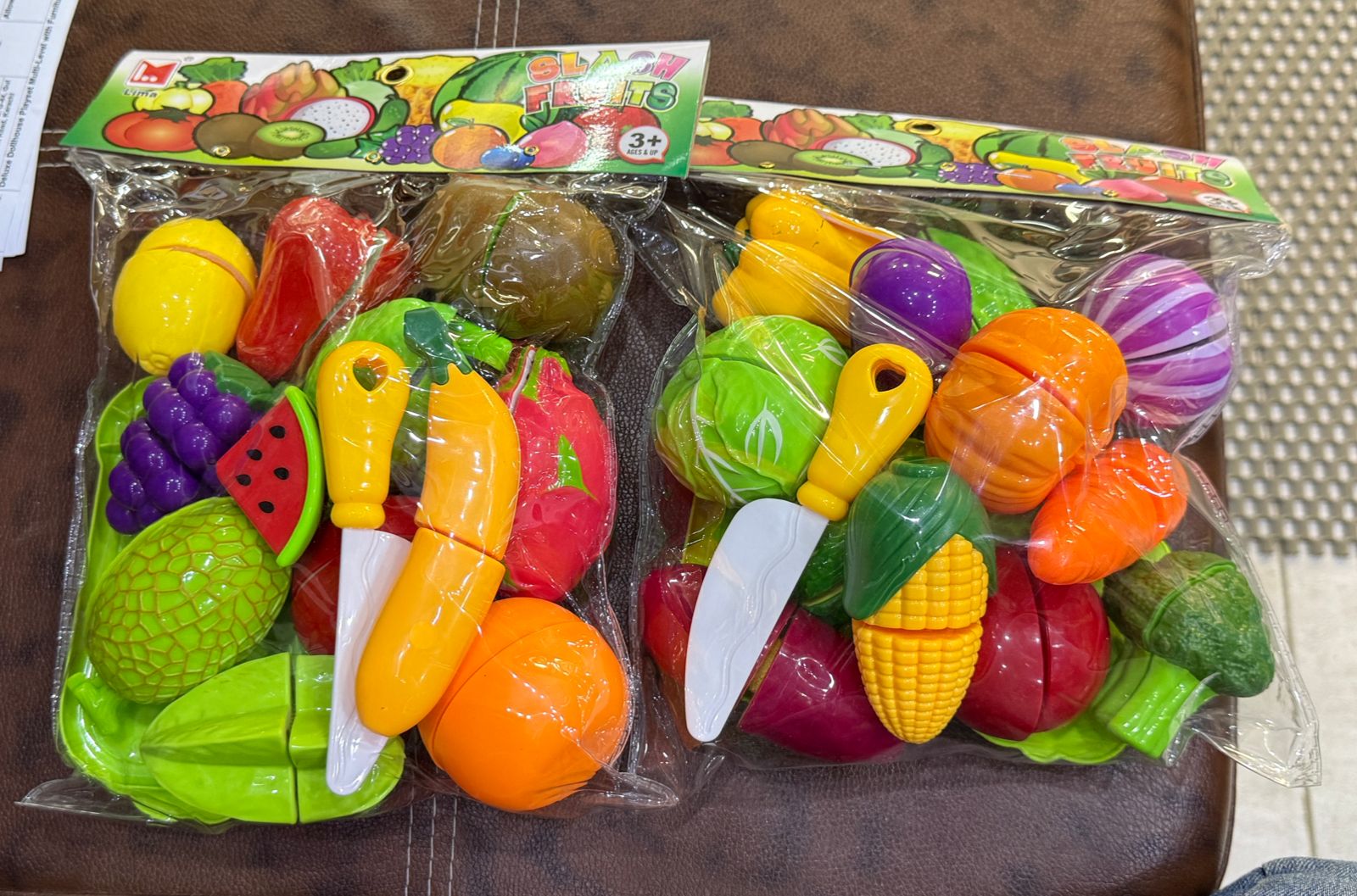 Slice & Learn – 30-Piece Pretend Fruit & Veggie Cutting Set (with Safe Knife) (Ideal for Ages 3+)